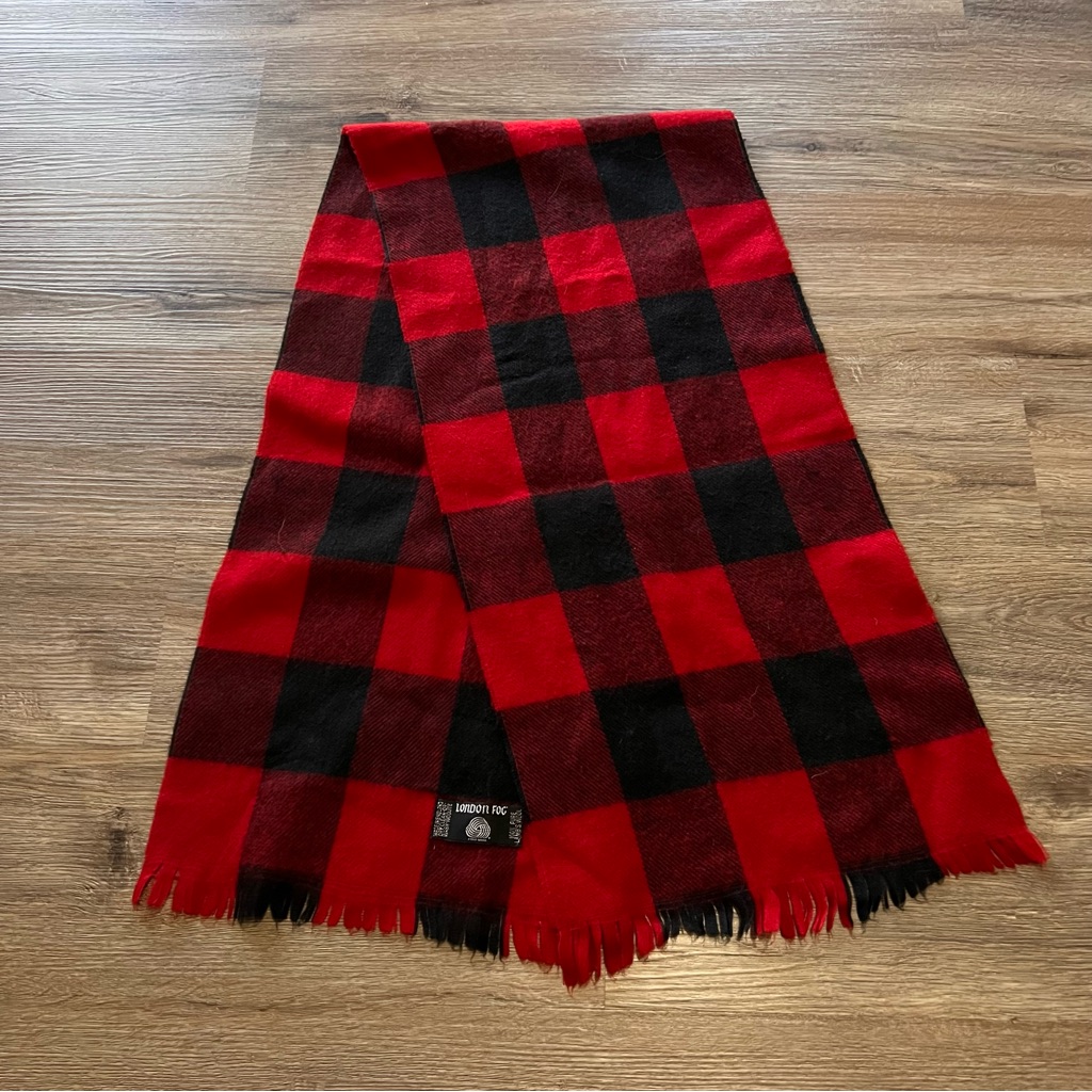 London Fog Pure Lambs Wool Plaid Scarf